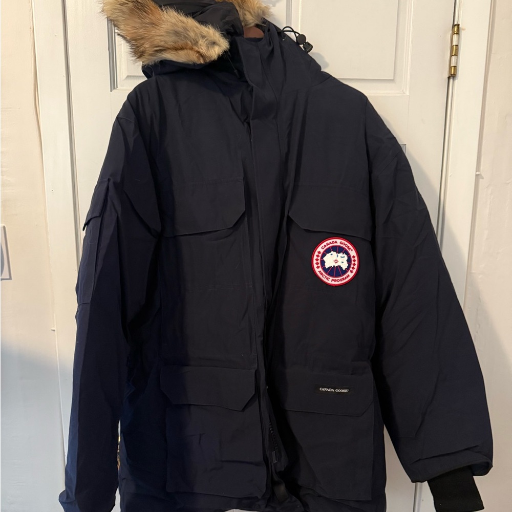 Canada Goose Dark Blue Performance Jacket with Fur Trim